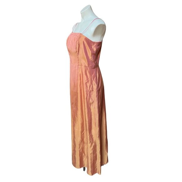 Y2K Semiformal Maxi Dress Prom Gown Satin Back Taffeta Orange Pink Creamsicle - Picture 4 of 10